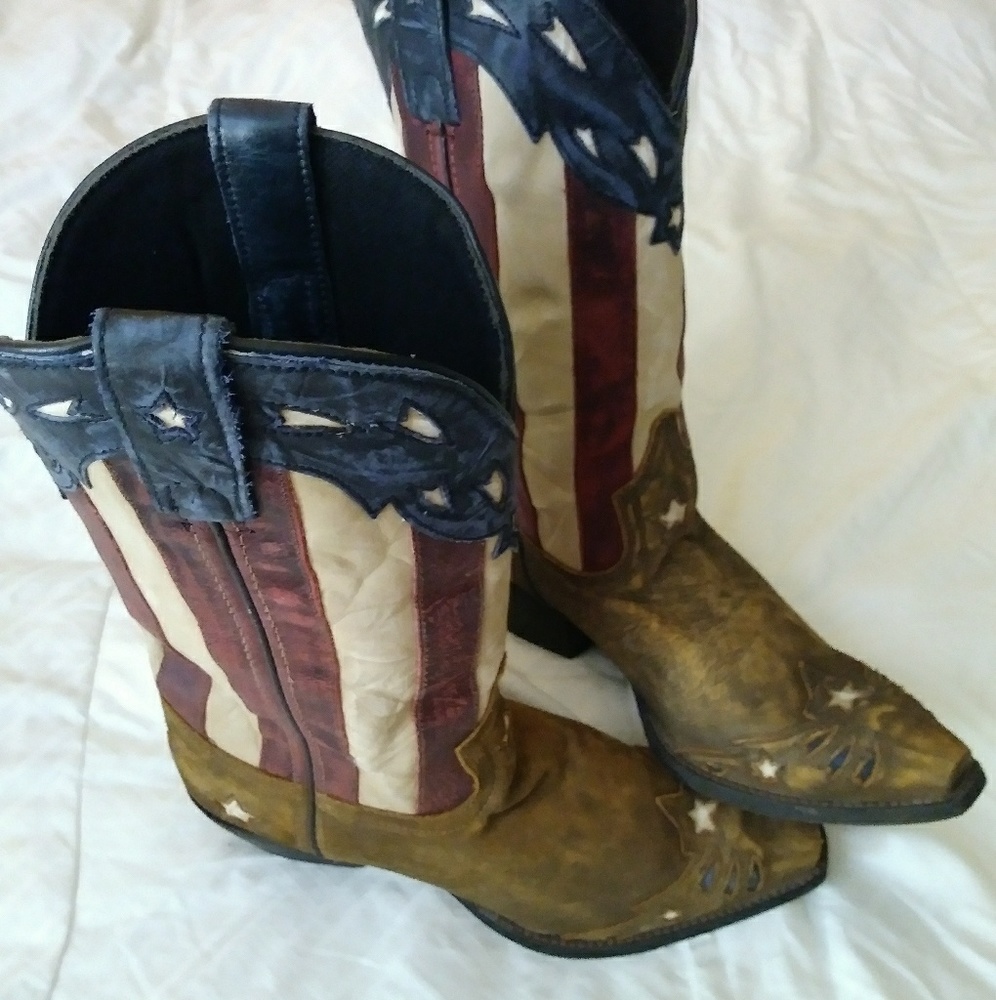 Laredo Ladies Leather Cowboy Boots USA Flag